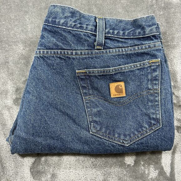 Carhartt Jeans Mens 42x30 Blue Traditional Fit Workwear Denim Pants - Picture 1 of 12